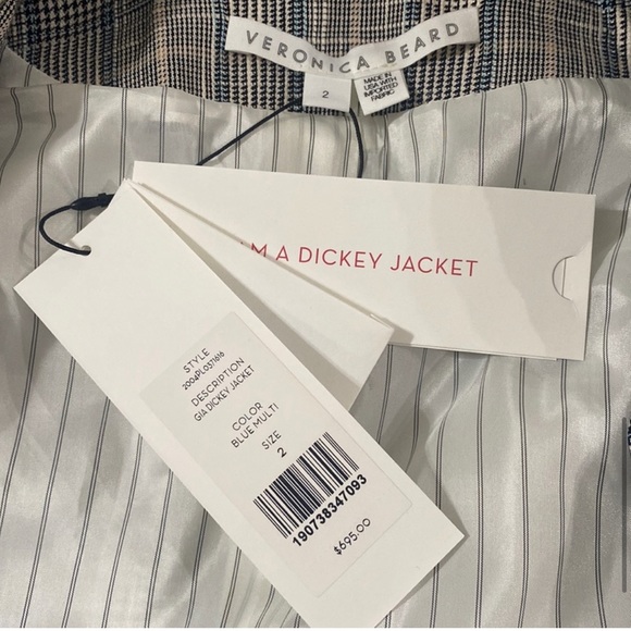 Veronica Beard Gia Dickey Glenn Plaid one button Jacket in blue multi size 2 - Picture 7 of 11